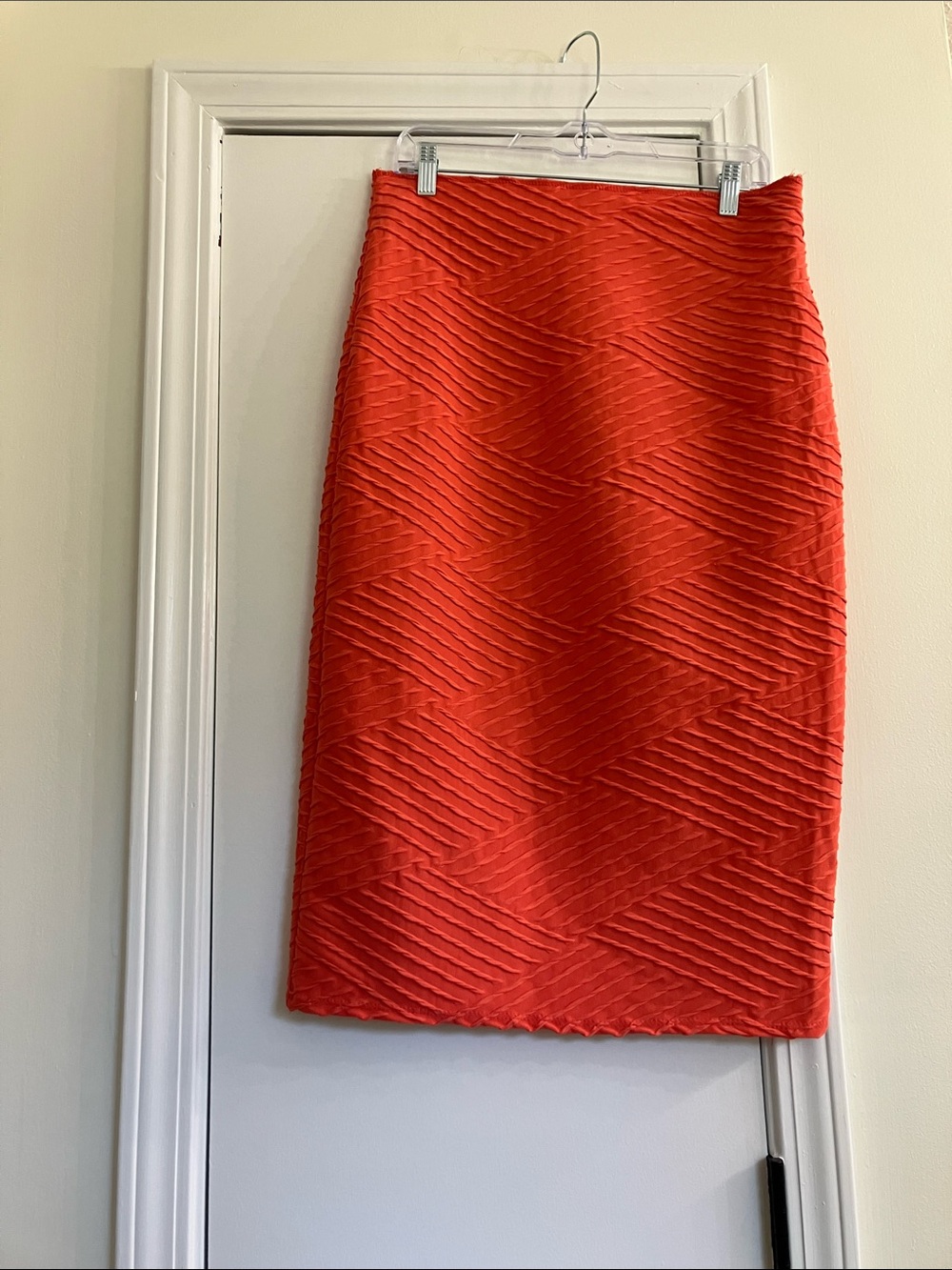 Textured Red Pencil Skirt - Women's